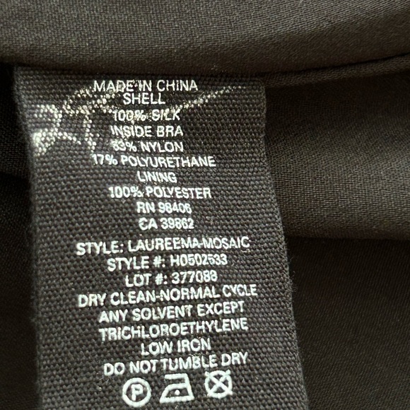 New Theory Women’s Laureema Black Mosaic Size 12 Silk Off Shoulder Puff Sleeve - Picture 11 of 12